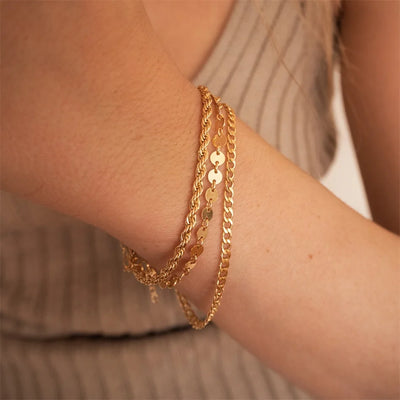 Mix and Match Golden  Bracelet Stainless Steel Twist Cuban Chain Bracelet for Women